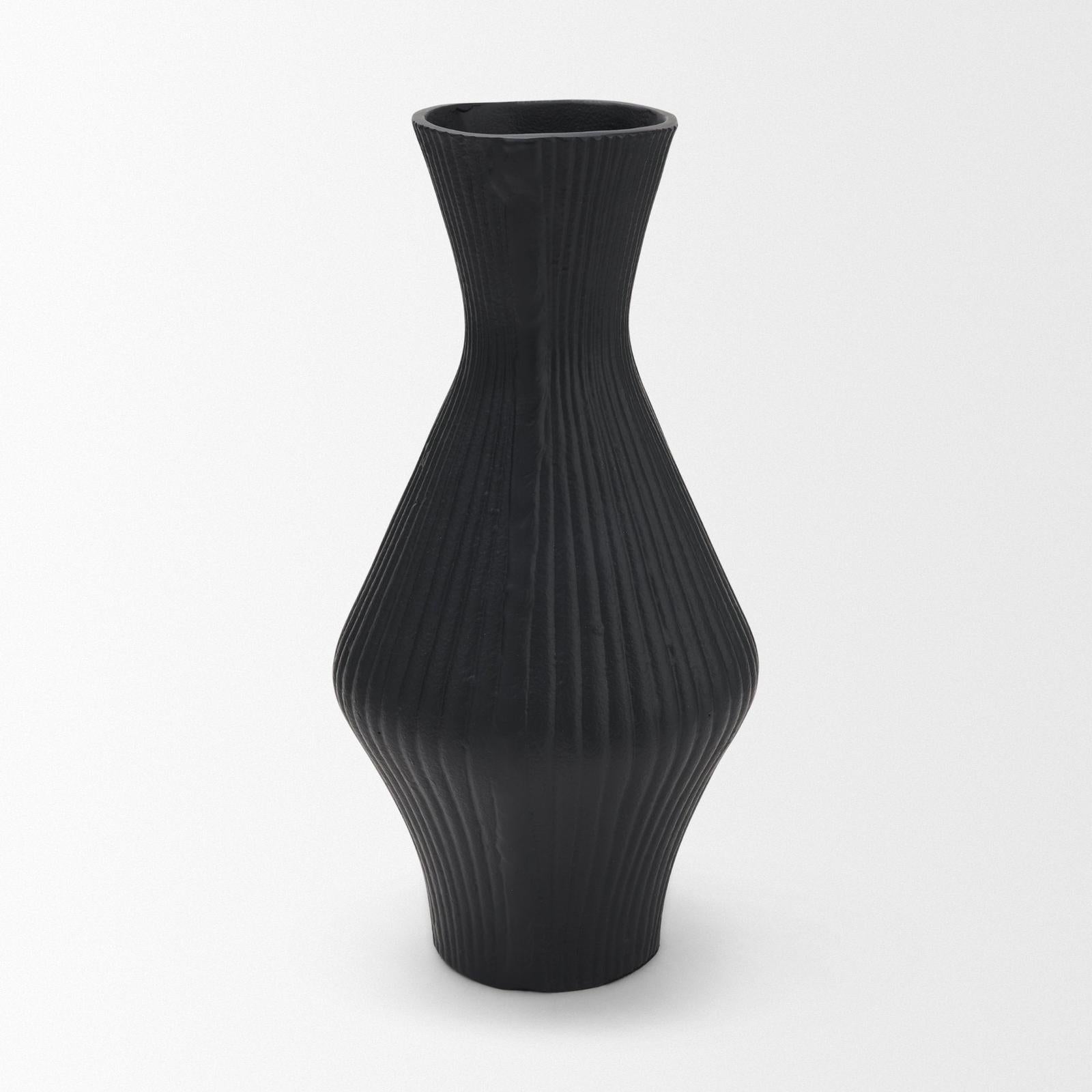 Mercana Patine Metal Fluted Hourglass Decorative Vase