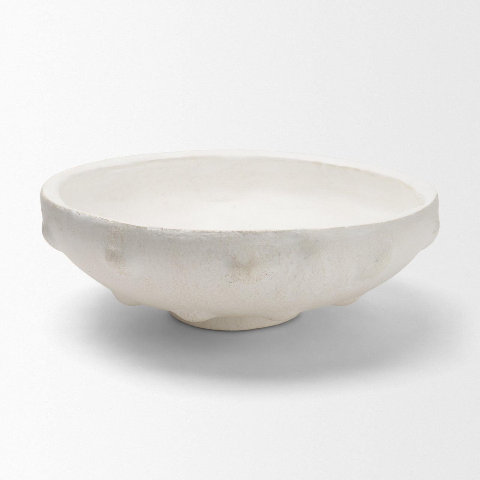 Mercana Punto White Paper Mache Dotted Centerpiece Bowl