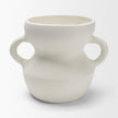 Mercana Mika Wide White Ceramic Vase w/ Handles