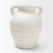 Mercana Basma White Scale Textured Ceramic Vase w/ Handles