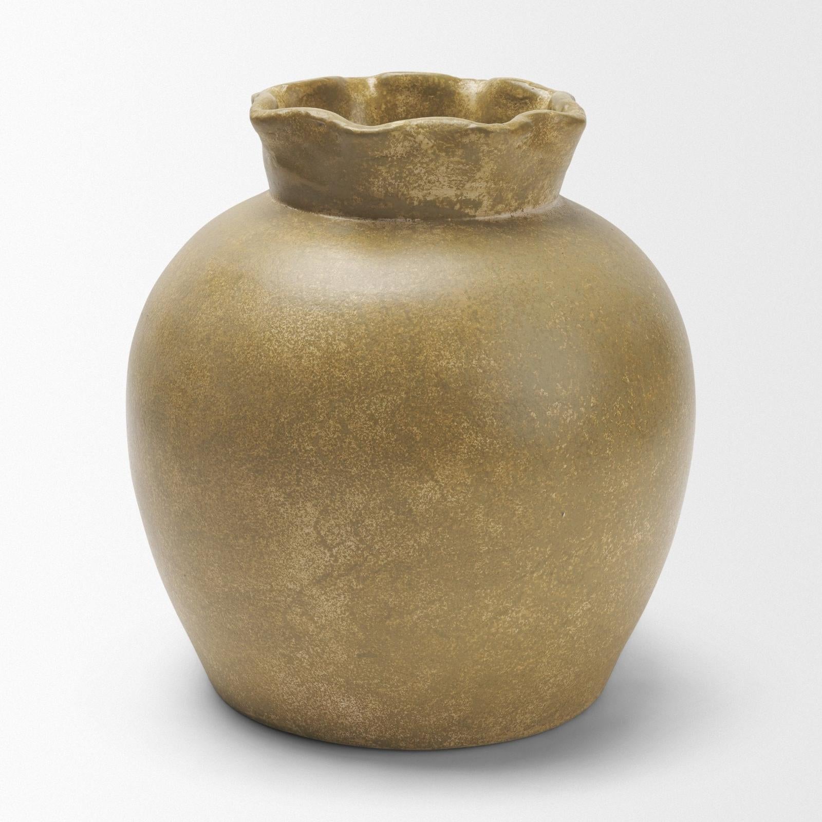 Mercana Melo Distressed Citron Yellow Ceramic Vase