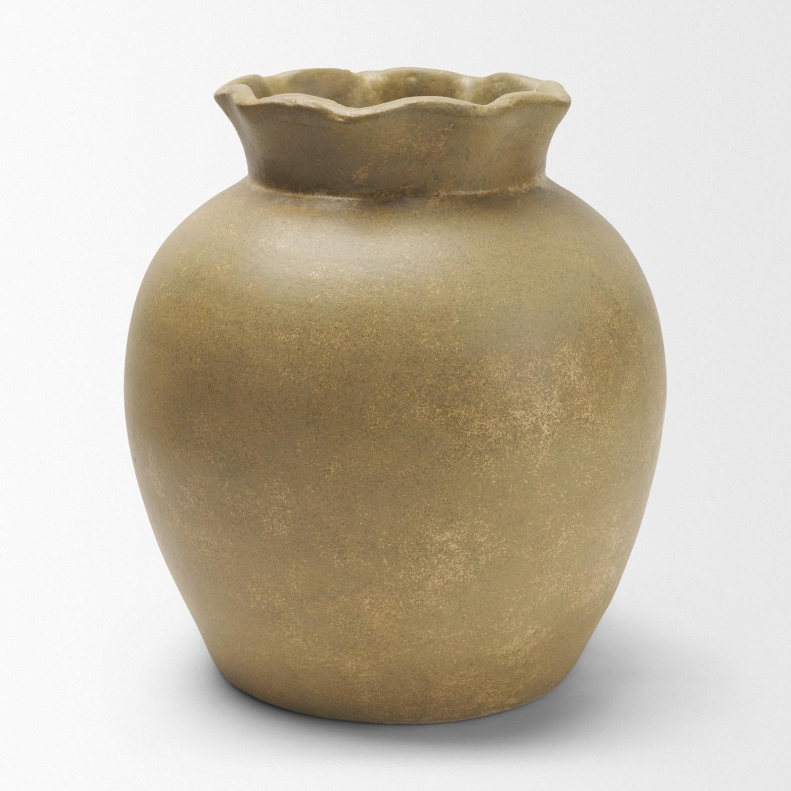 Mercana Melo Distressed Citron Yellow Ceramic Vase