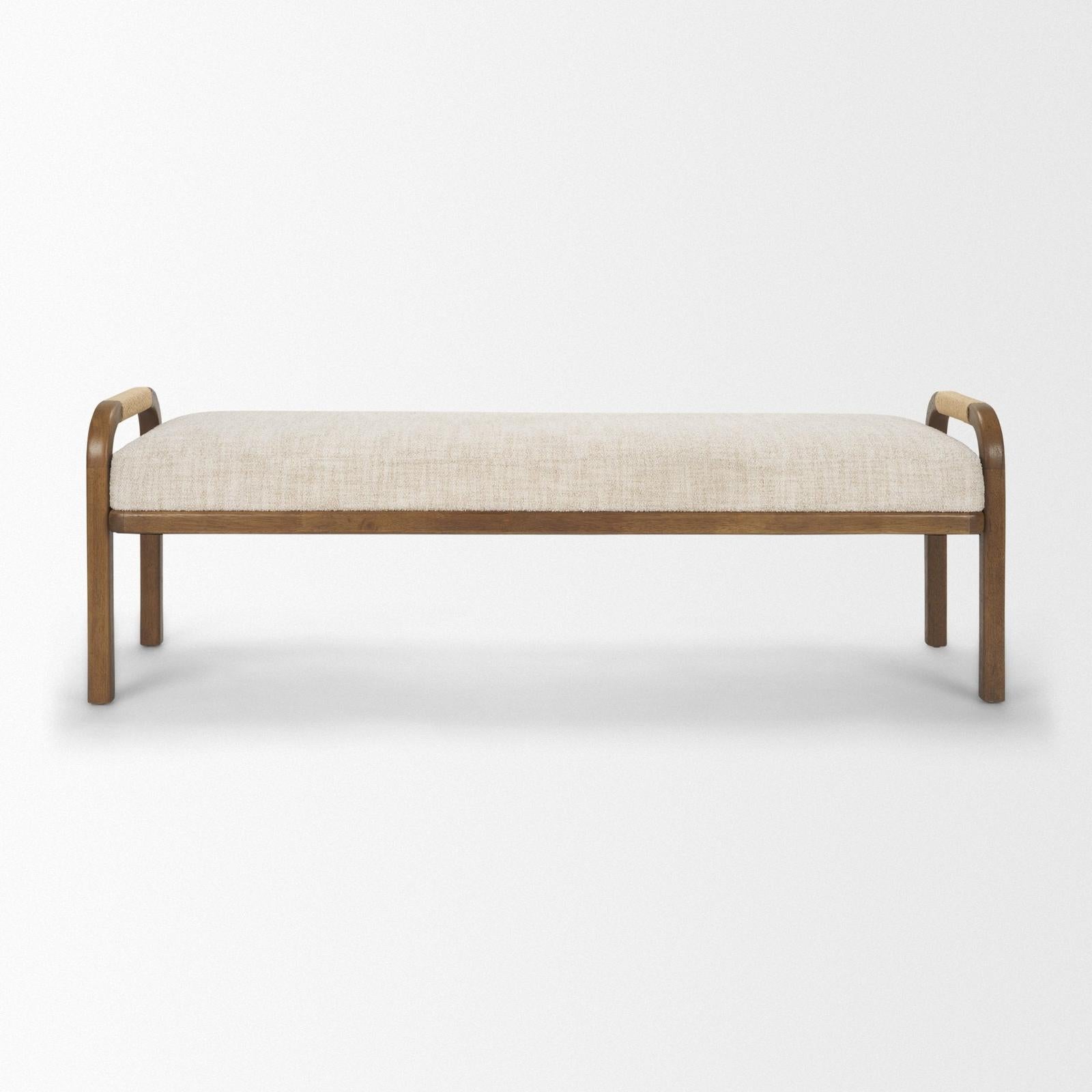 Mercana Freya Upholstered Brown Wood Frame Bench