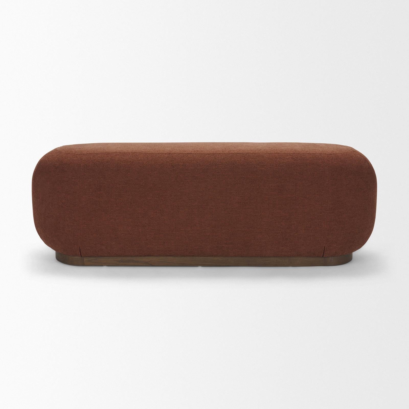 Mercana Siren Burgundy Fabric w/ Brown Ash Wood Oblong Bench