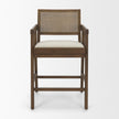 Mercana Reid Framed Brown Cane Cream Fabric Counter Stool