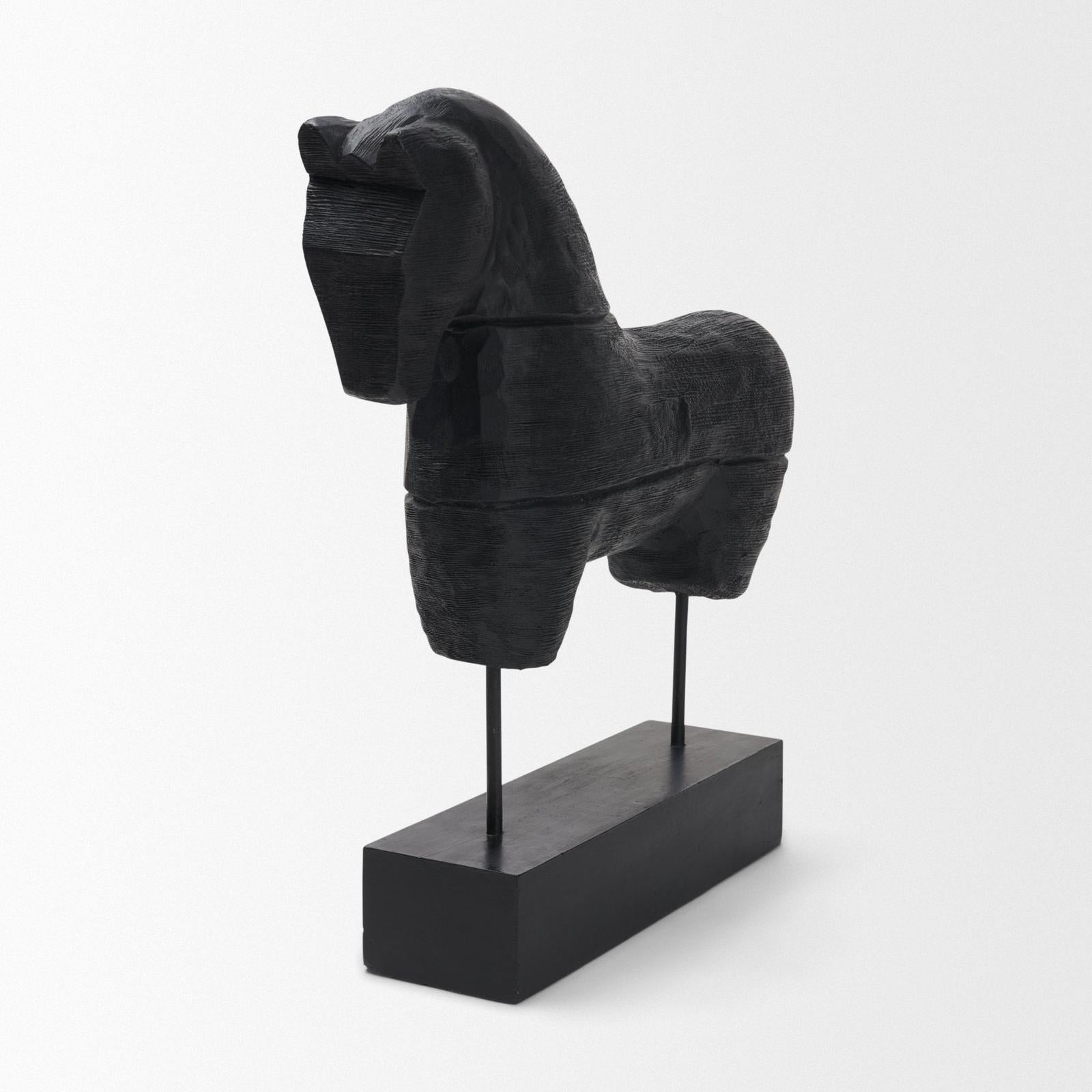 Mercana Equus Black Wooden Horse Decorative Object