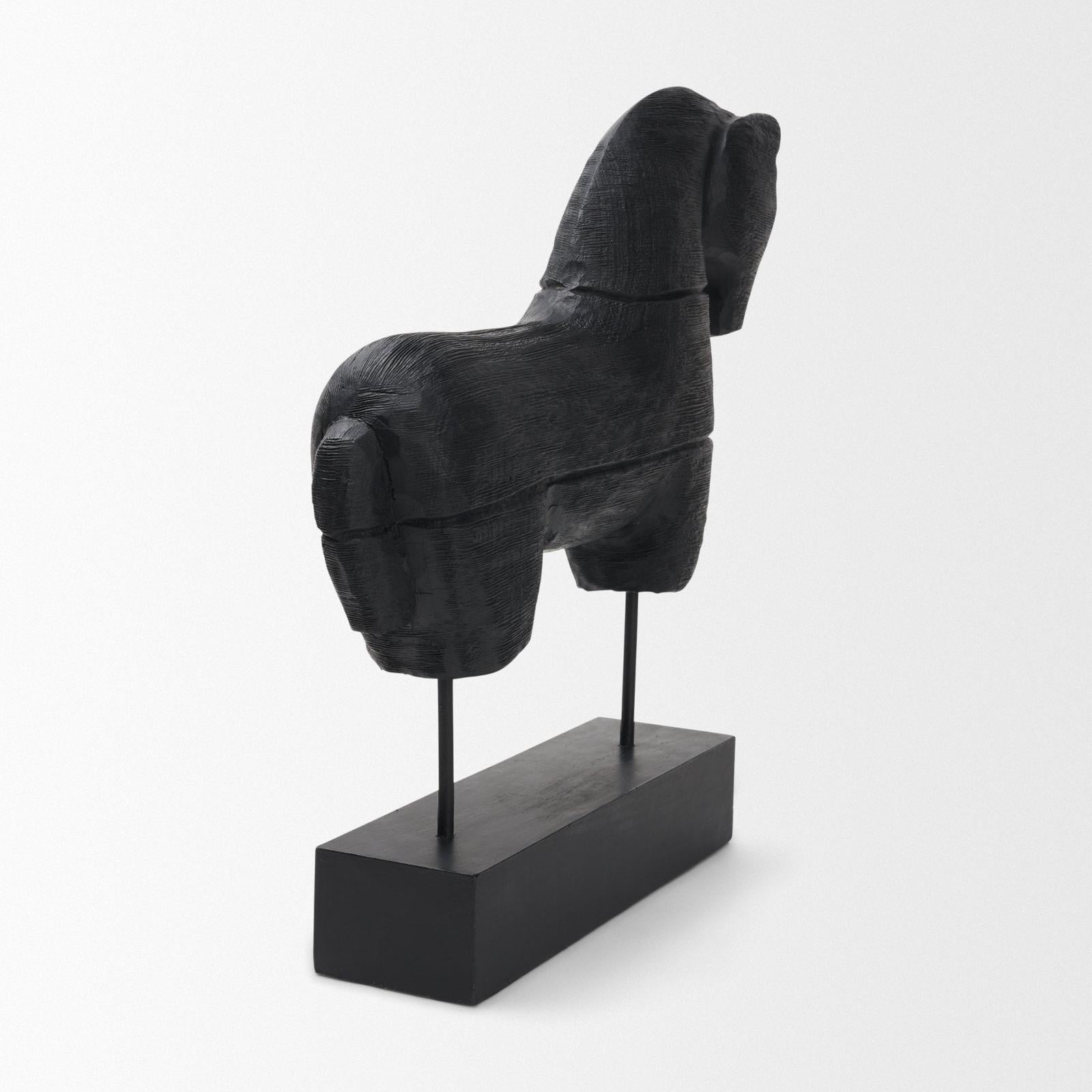 Mercana Equus Black Wooden Horse Decorative Object