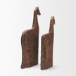 Mercana Farasi Medium Brown Wood Carved Horse Object - Set of 2