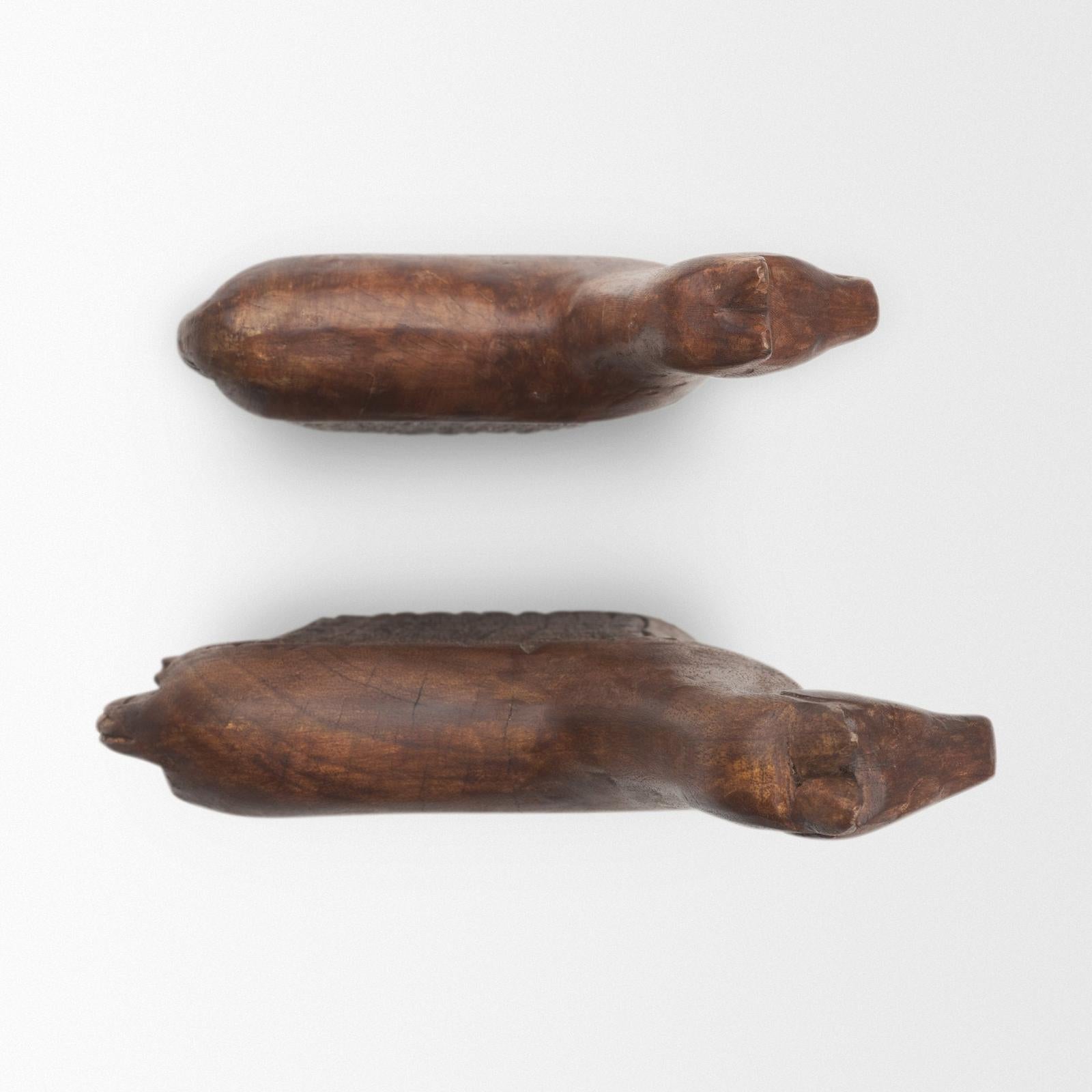 Mercana Farasi Medium Brown Wood Carved Horse Object - Set of 2