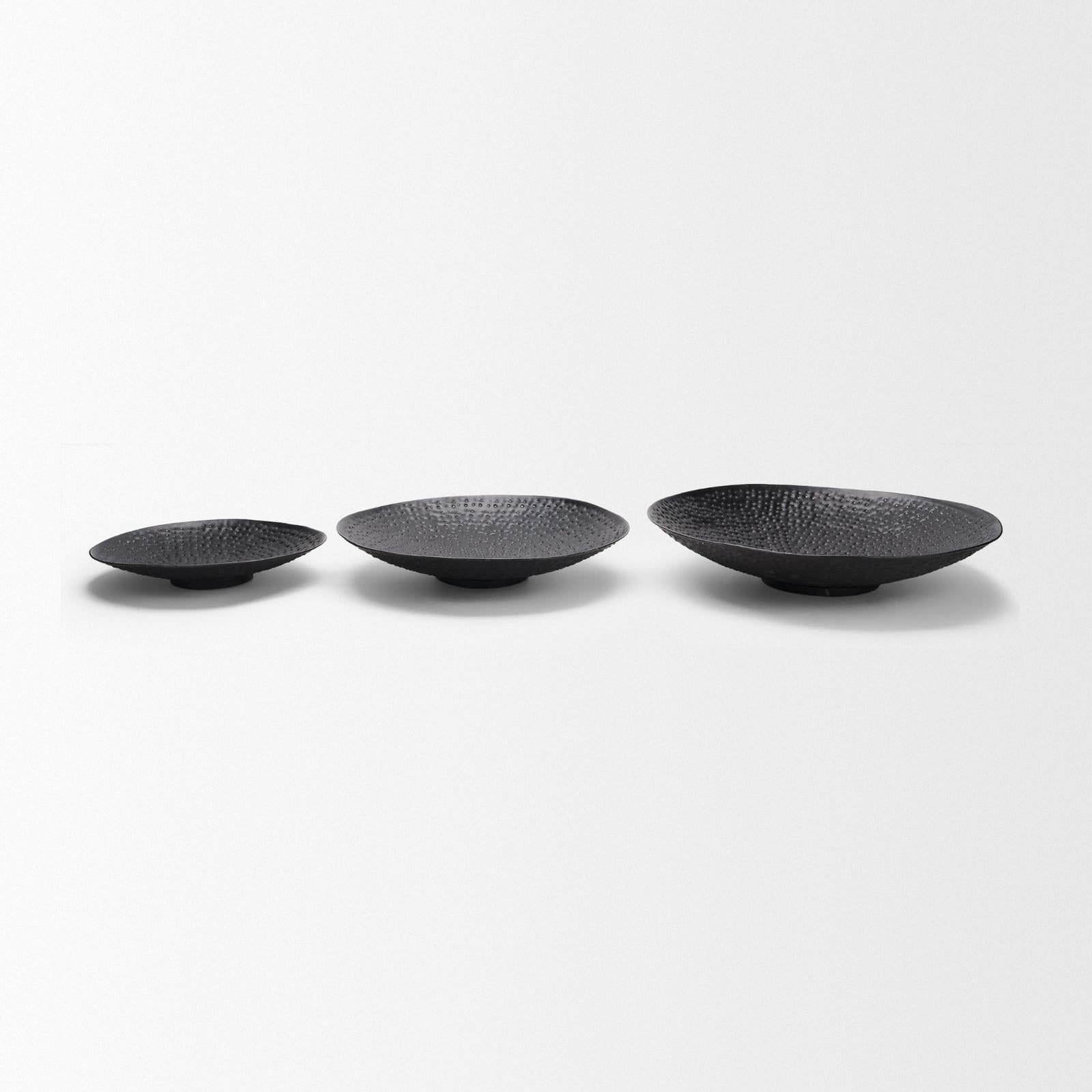 Mercana Patera Hammered Iron Metal Decorative Bowls - Set of 3