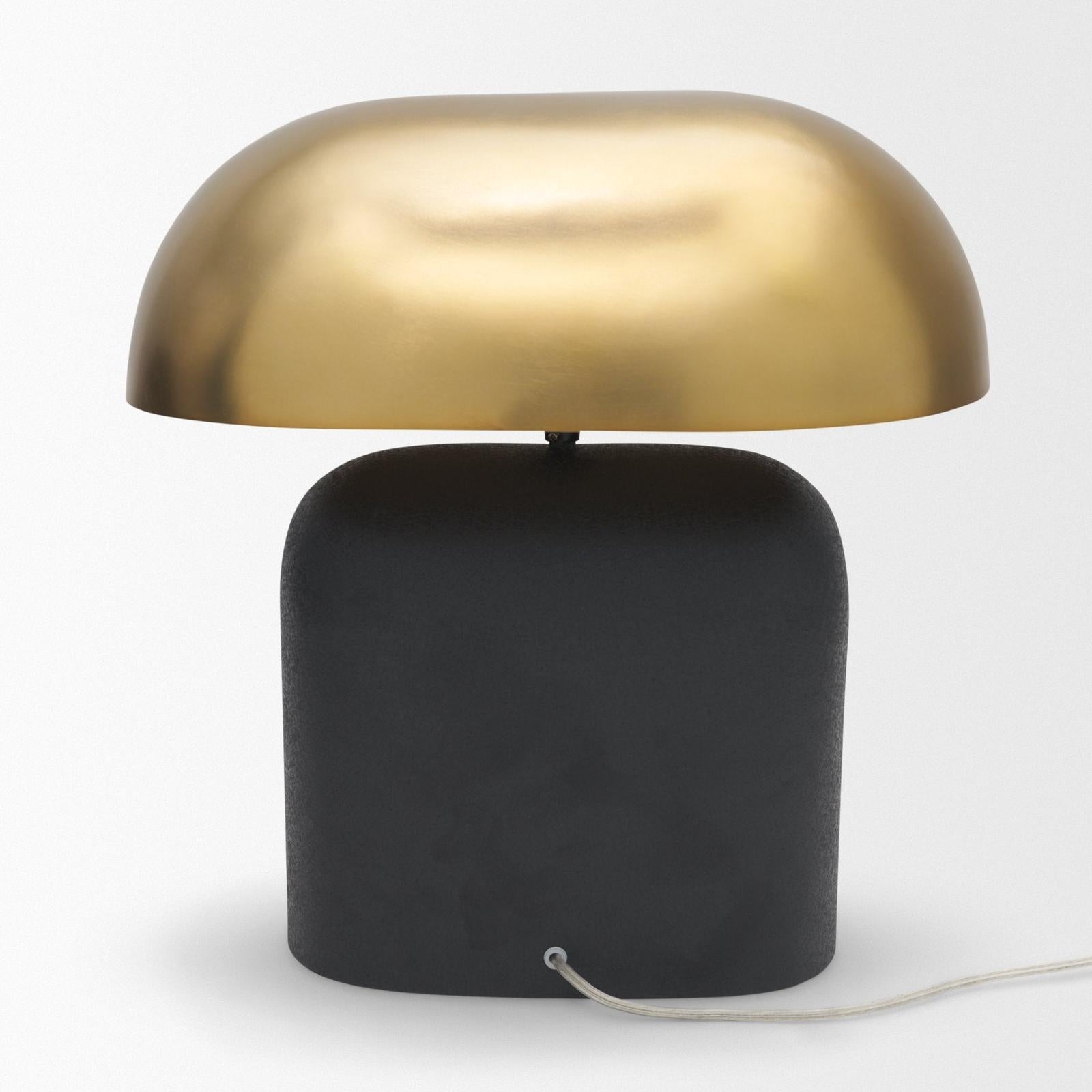 Mercana Liorre Textured Black Metal Base w/ Gold Metal Shade 1-Light Table Lamp