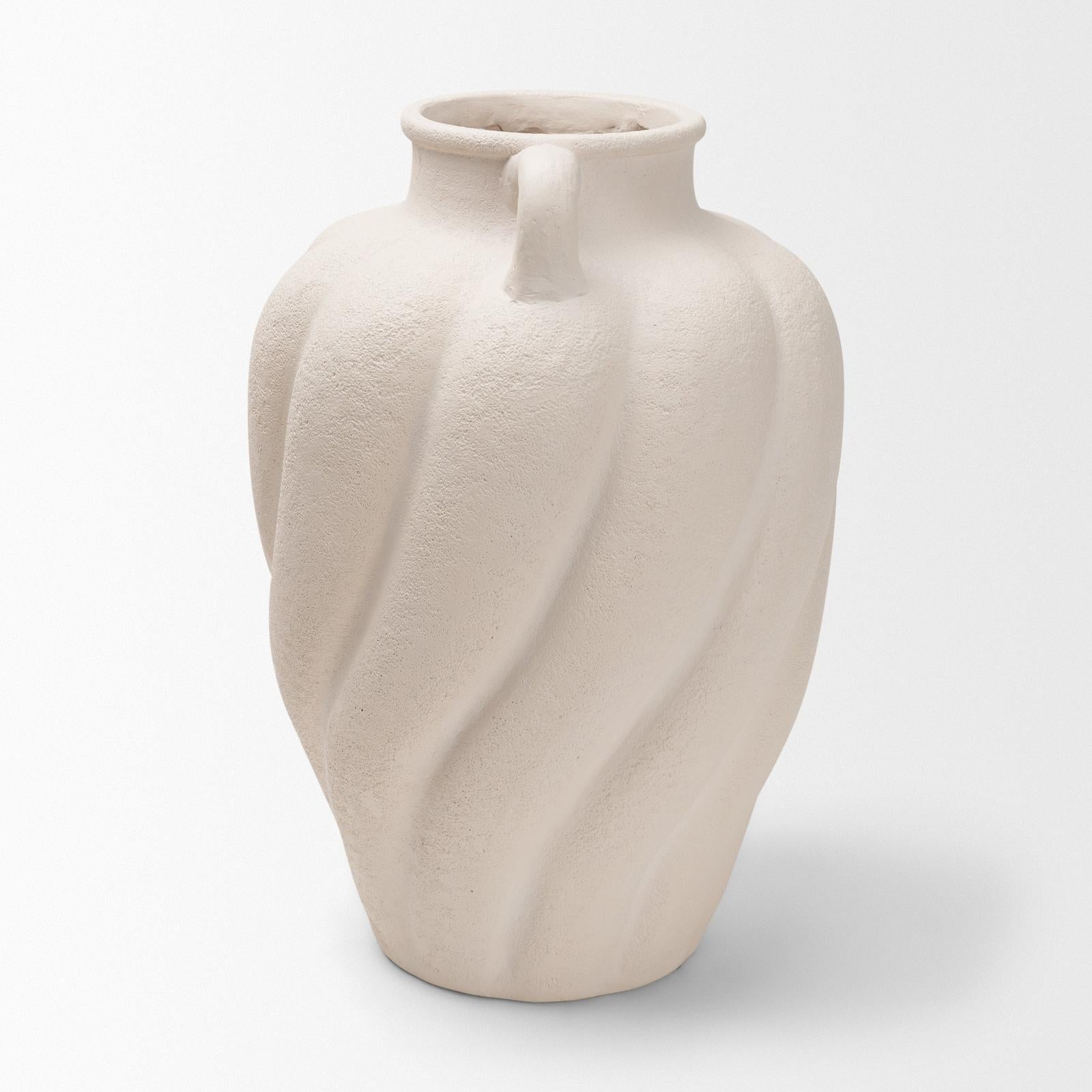 Mercana Syros Twisted Cream Ceramic Urn Vase