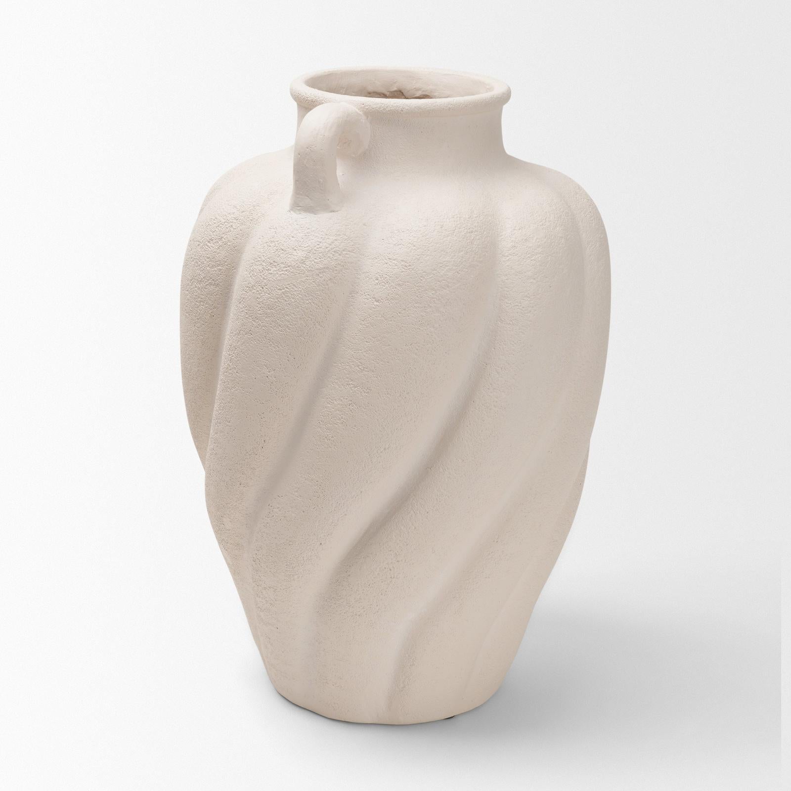 Mercana Syros Twisted Cream Ceramic Urn Vase
