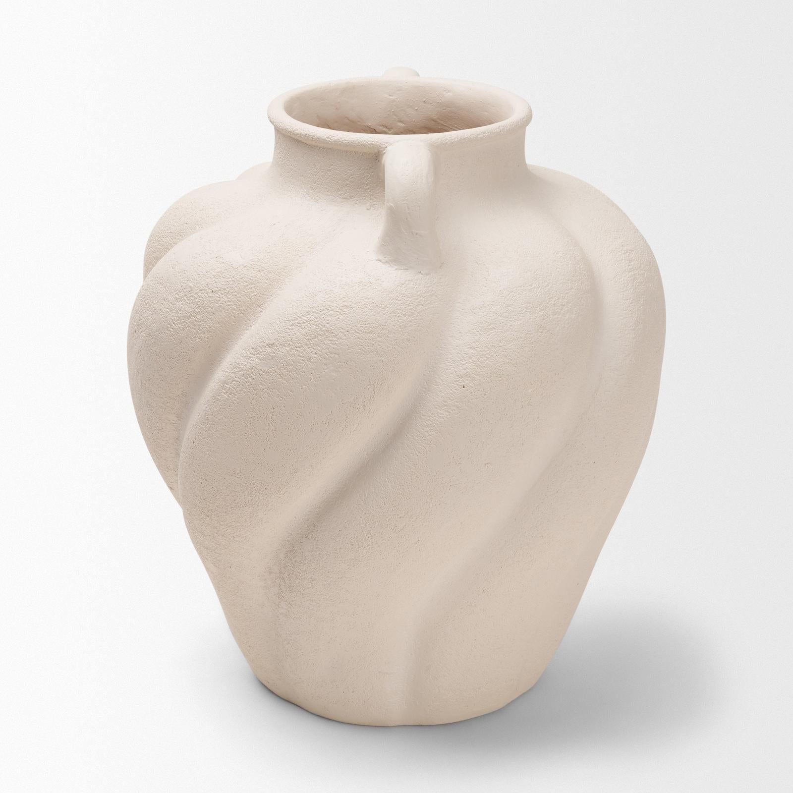 Mercana Syros Twisted Cream Ceramic Urn Vase