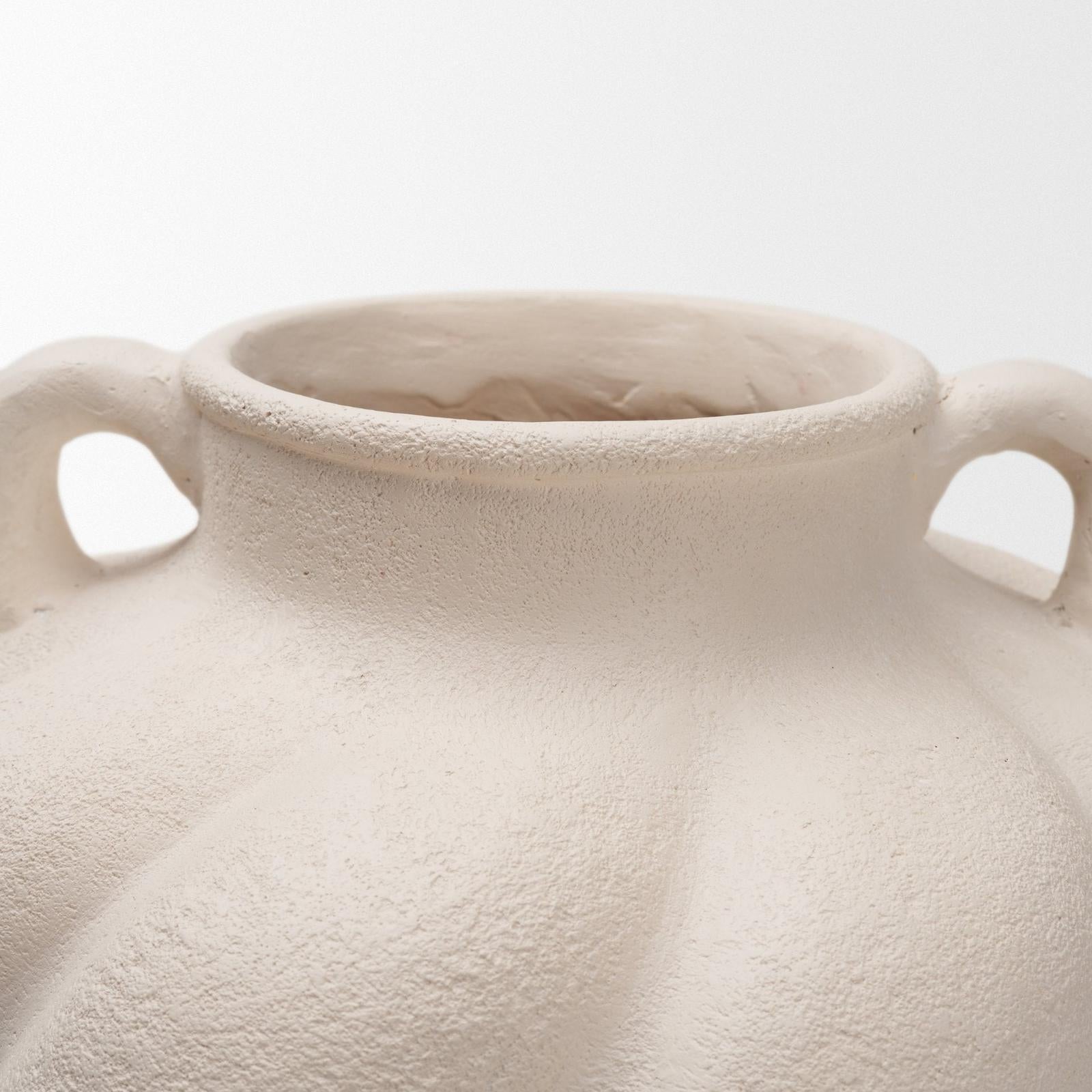 Mercana Syros Twisted Cream Ceramic Urn Vase