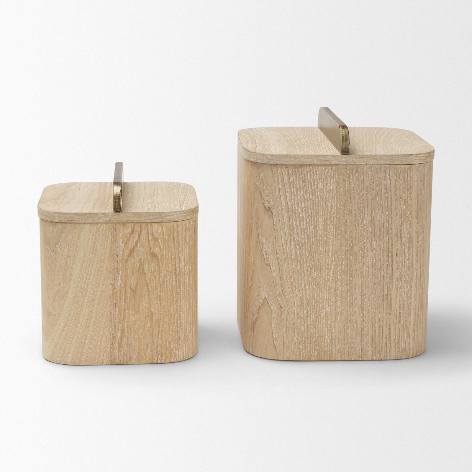 Mercana Benton Wood w/ Brass Handle Decorative Box Set