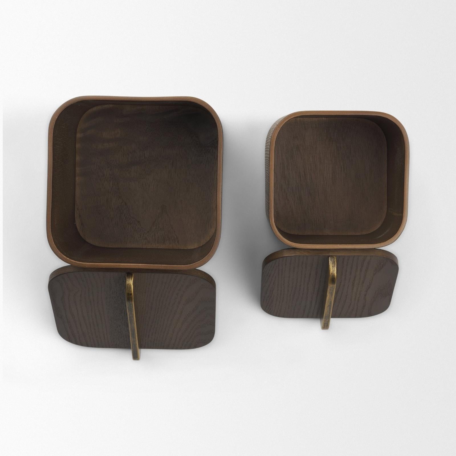 Mercana Benton Wood w/ Brass Handle Decorative Box Set