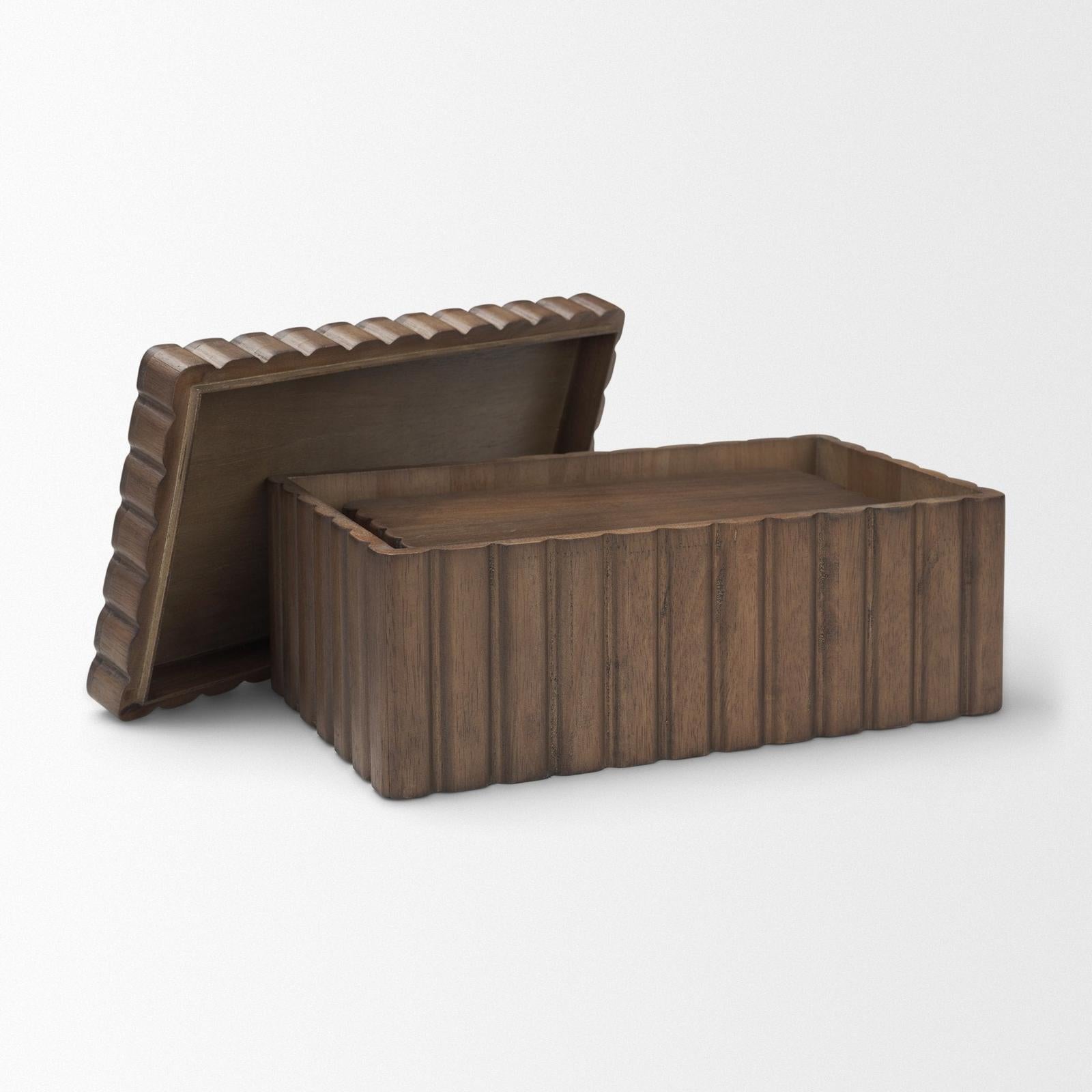 Mercana Strata Fluted Walnut Wood Decorative Box Set