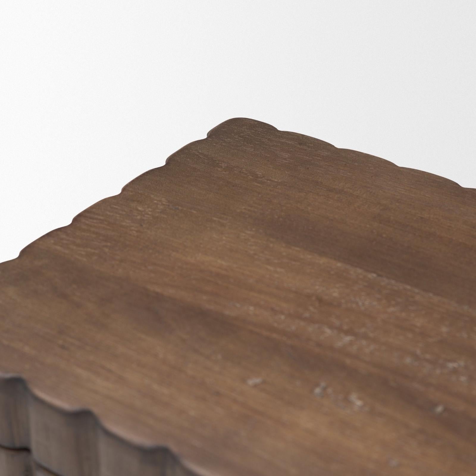 Mercana Strata Fluted Walnut Wood Decorative Box Set