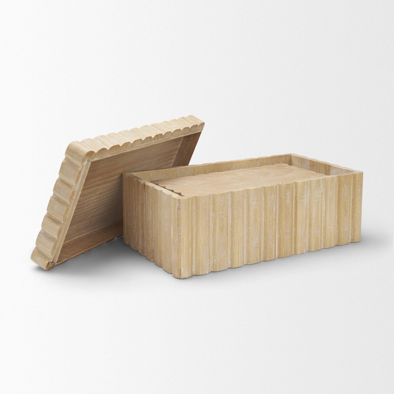 Mercana Strata Fluted Walnut Wood Decorative Box Set