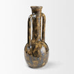 Mercana Aven Mottled Brown Glazed Ceramic Tall Neck Decorative Vase w/ Handles