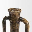 Mercana Aven Mottled Brown Glazed Ceramic Tall Neck Decorative Vase w/ Handles