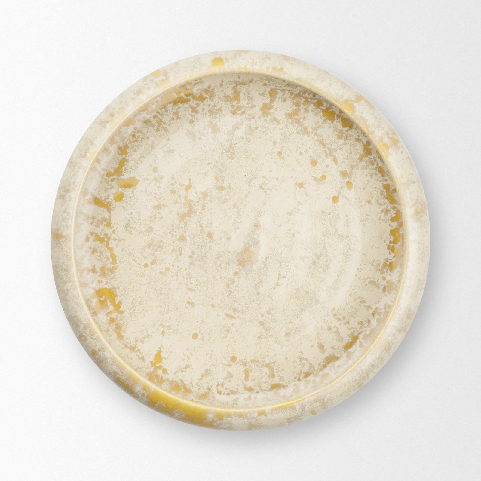 Mercana Ophelia Cream and Beige Glazed Terracotta Decorative Bowl