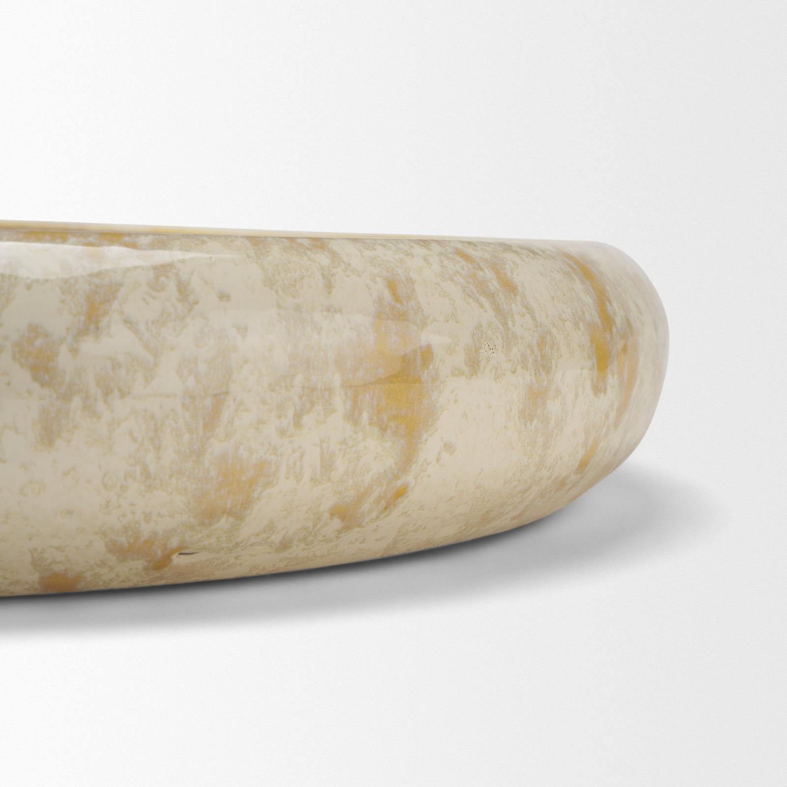Mercana Ophelia Cream and Beige Glazed Terracotta Decorative Bowl