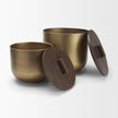 Mercana Voss Brass Metal w/ Dark Brown Lid Canister Set