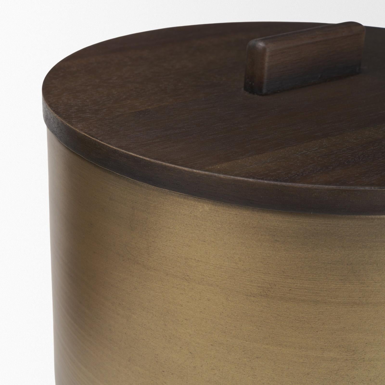 Mercana Voss Brass Metal w/ Dark Brown Lid Canister Set