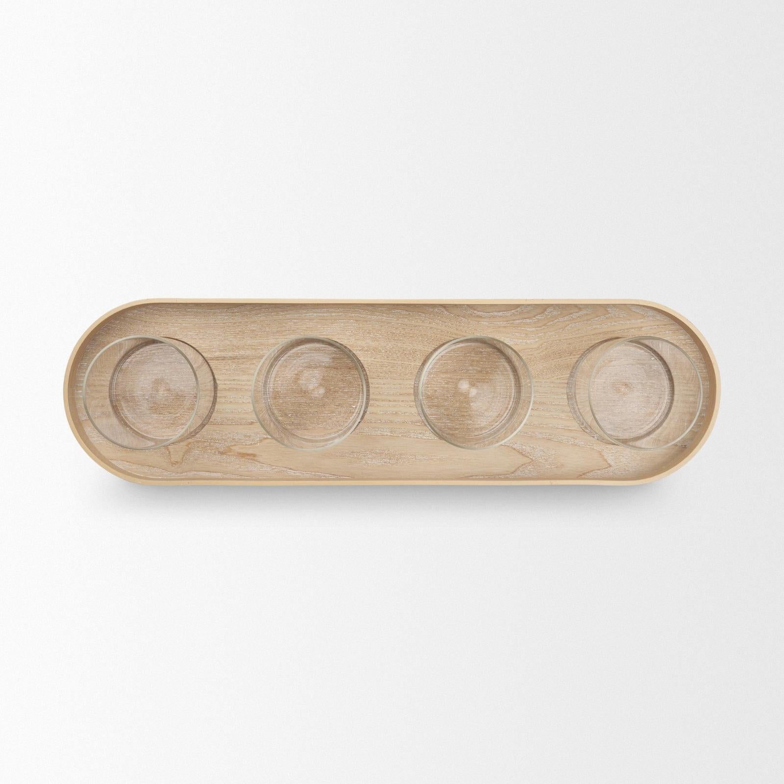 Mercana Plinth Wood w/ Glass Candle Holder