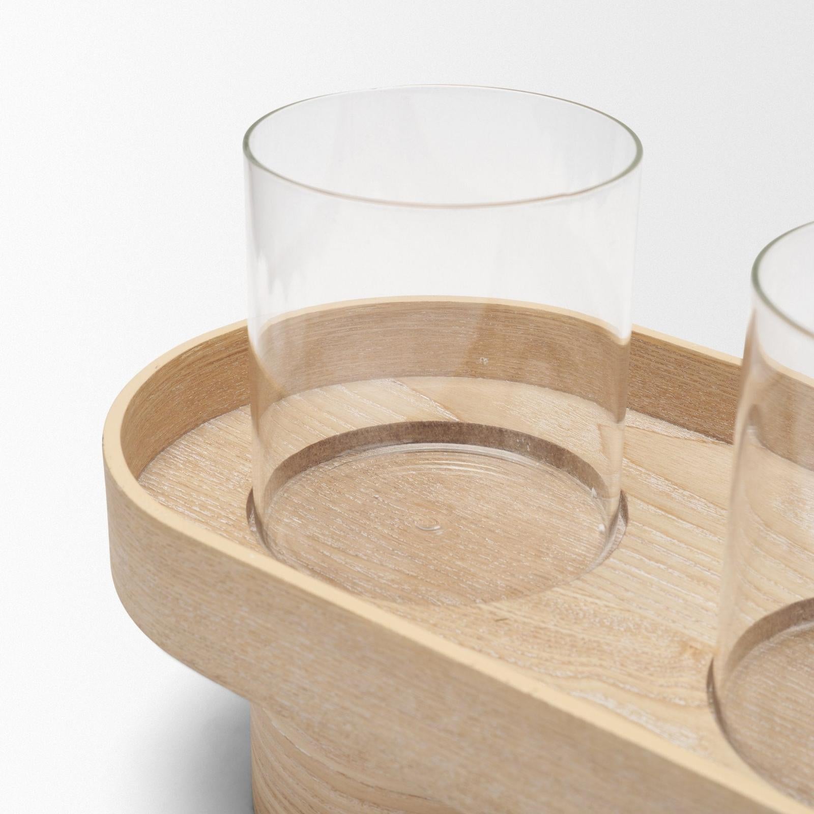 Mercana Plinth Wood w/ Glass Candle Holder