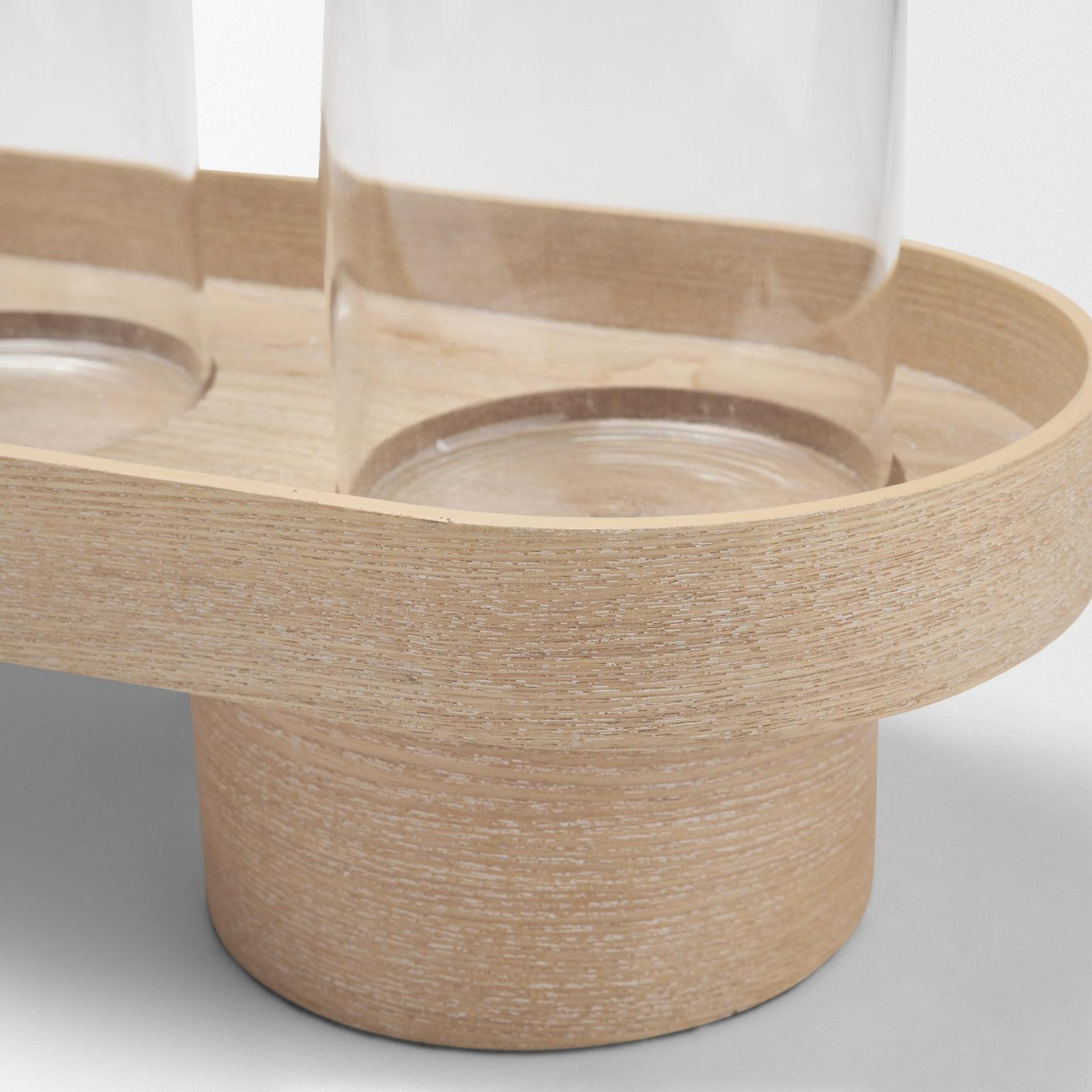Mercana Plinth Wood w/ Glass Candle Holder