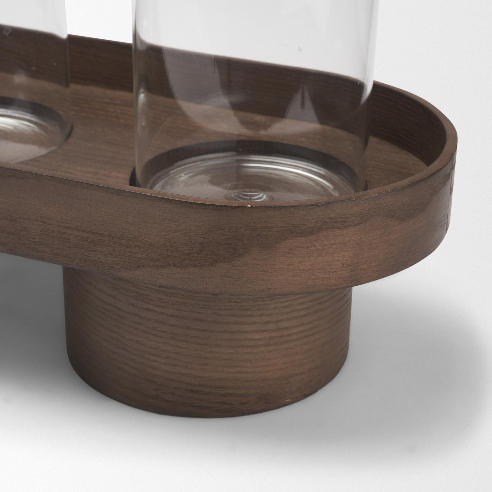 Mercana Plinth Wood w/ Glass Candle Holder