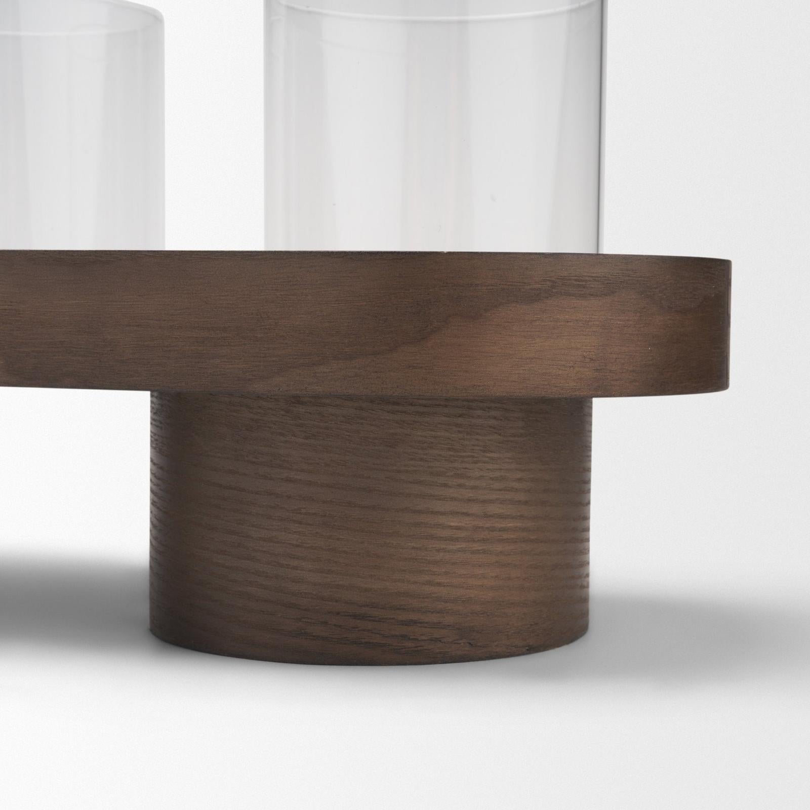 Mercana Plinth Wood w/ Glass Candle Holder