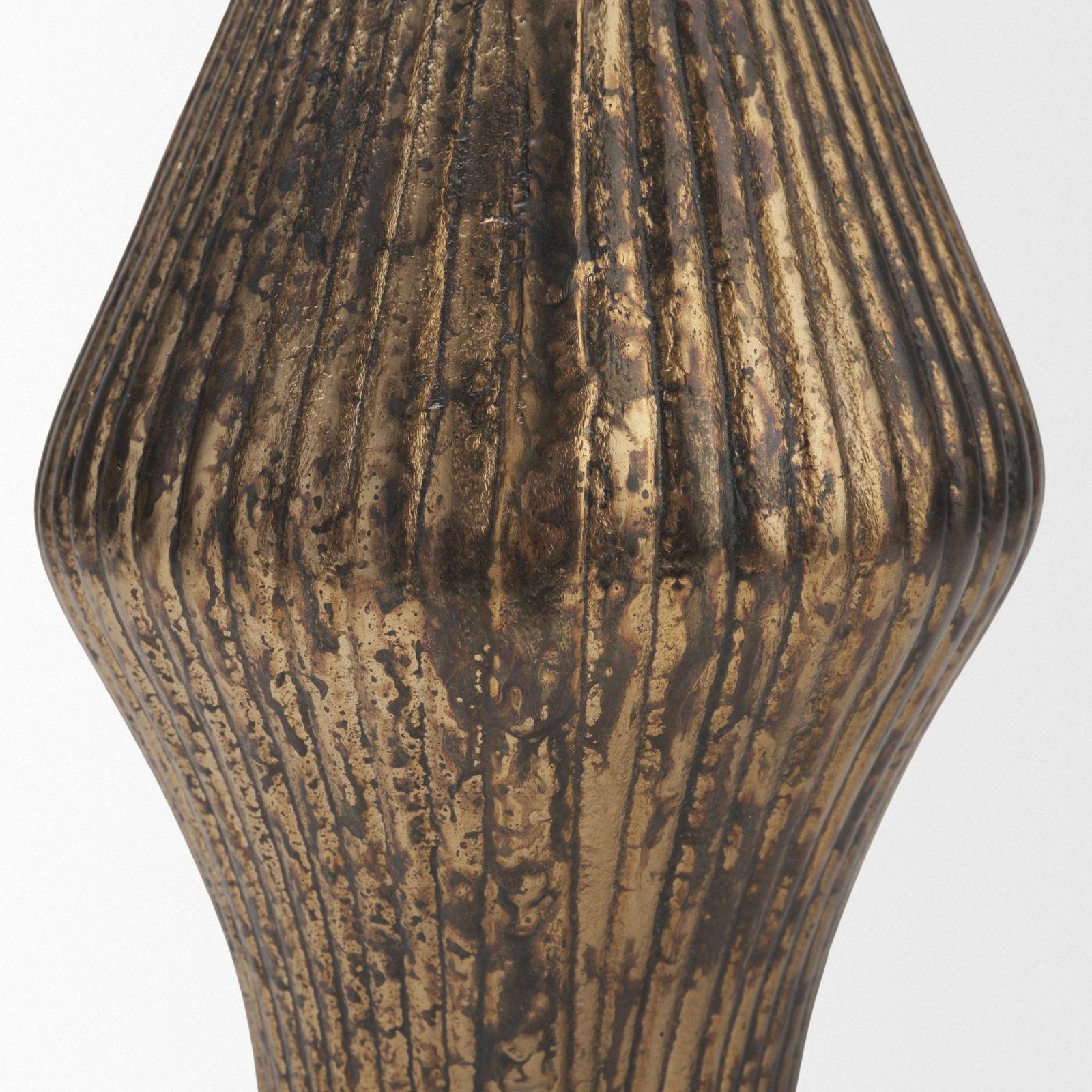 Mercana Patine Metal Fluted Hourglass Decorative Vase