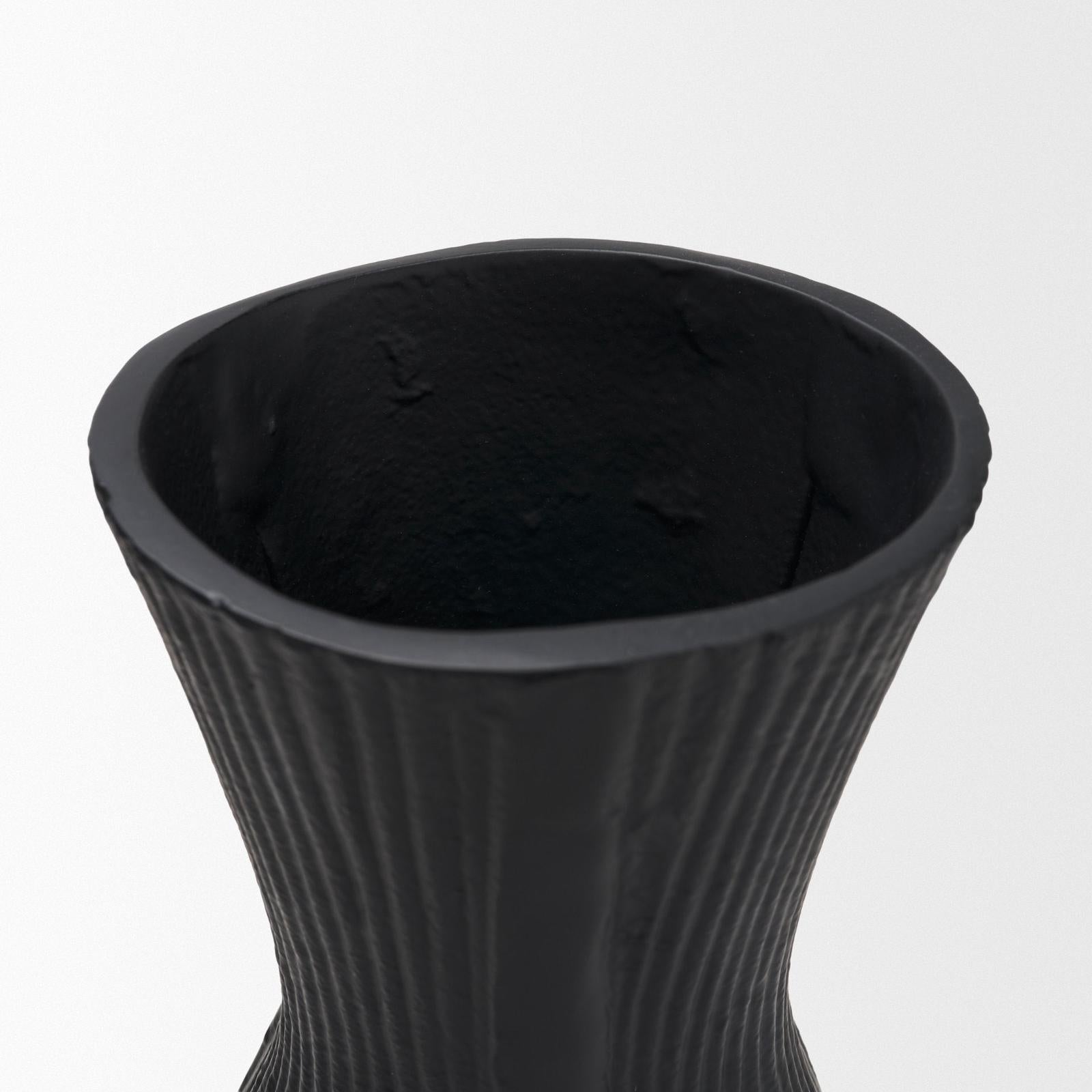 Mercana Patine Metal Fluted Hourglass Decorative Vase