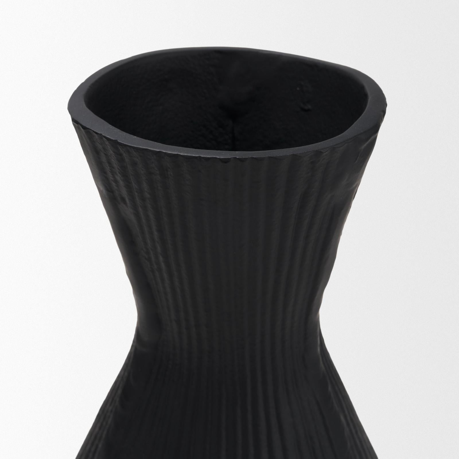 Mercana Patine Metal Fluted Hourglass Decorative Vase
