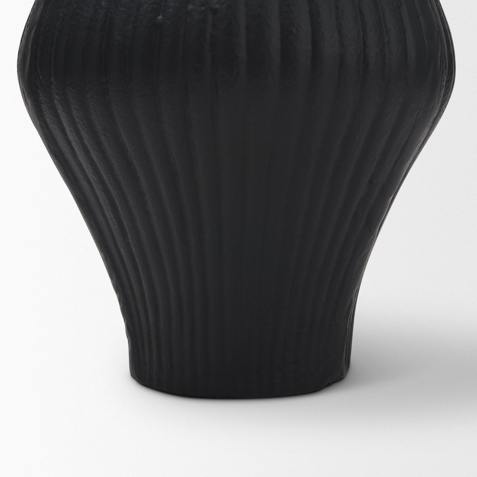 Mercana Patine Metal Fluted Hourglass Decorative Vase