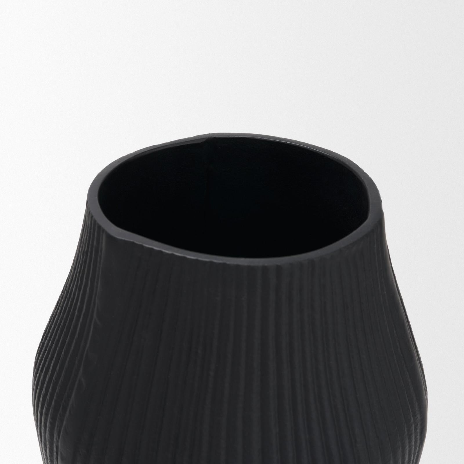 Mercana Patine Wide Metal Fluted Decorative Vase