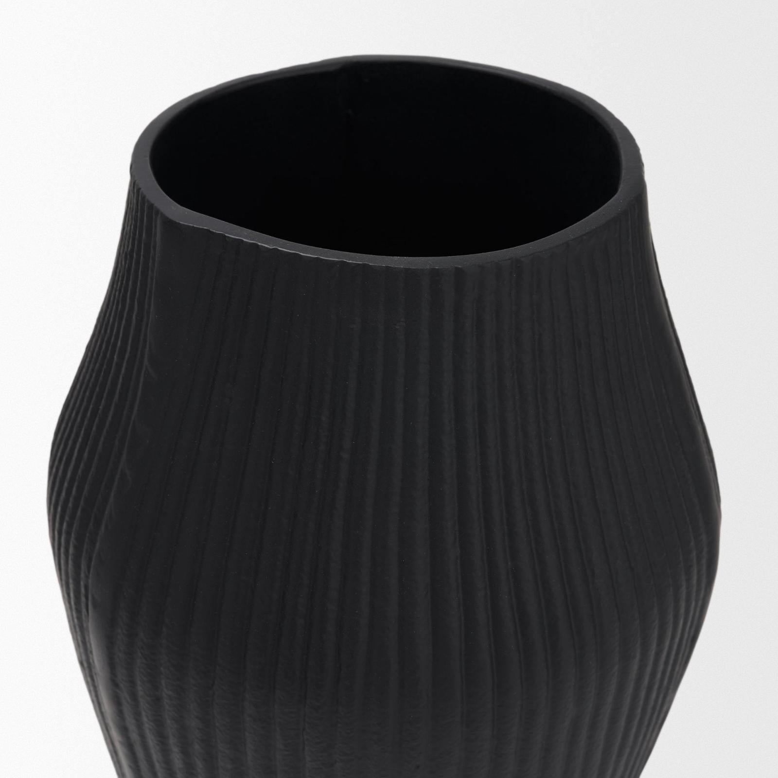 Mercana Patine Wide Metal Fluted Decorative Vase