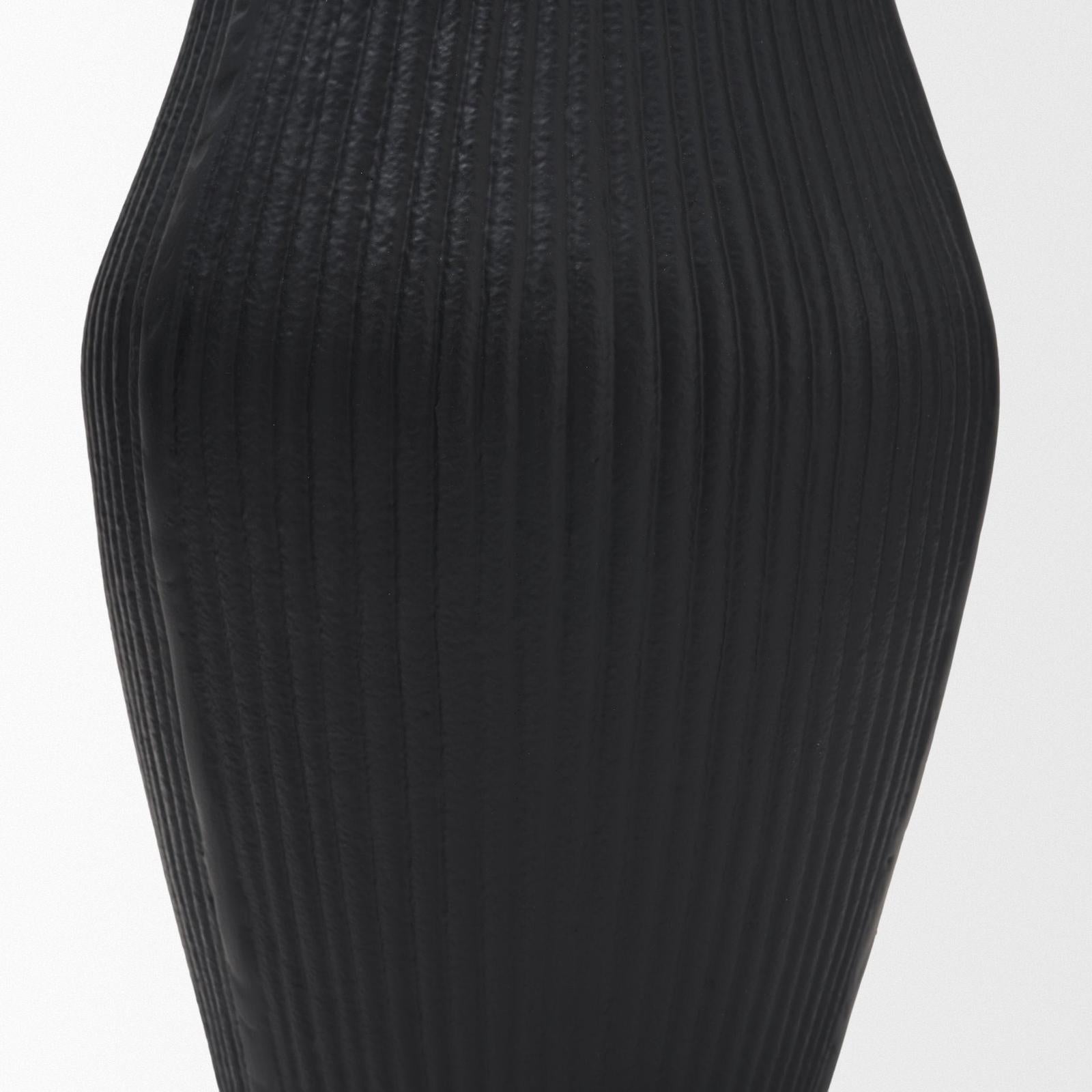 Mercana Patine Wide Metal Fluted Decorative Vase