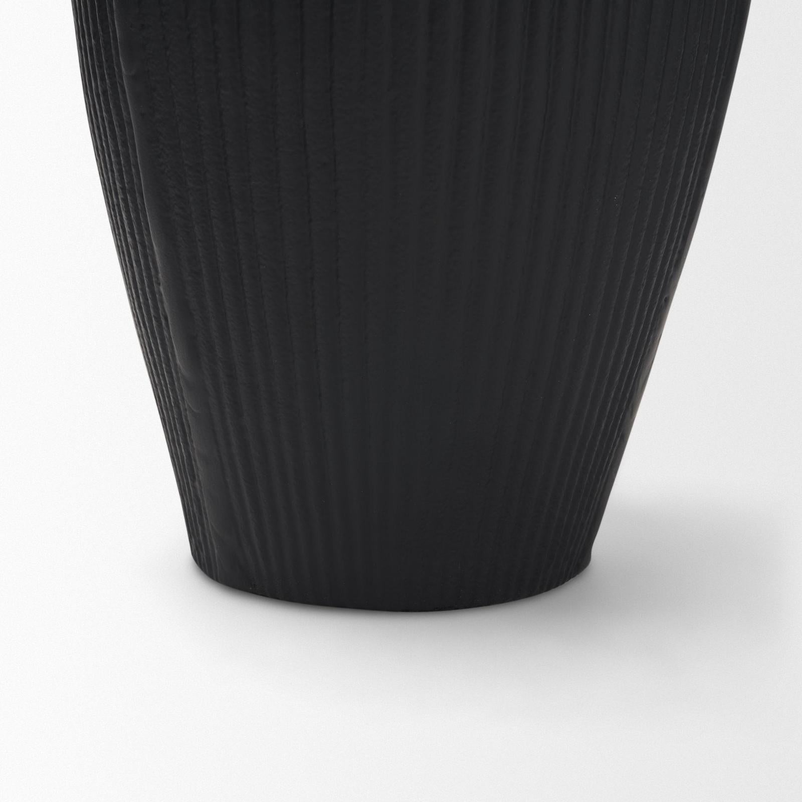 Mercana Patine Wide Metal Fluted Decorative Vase