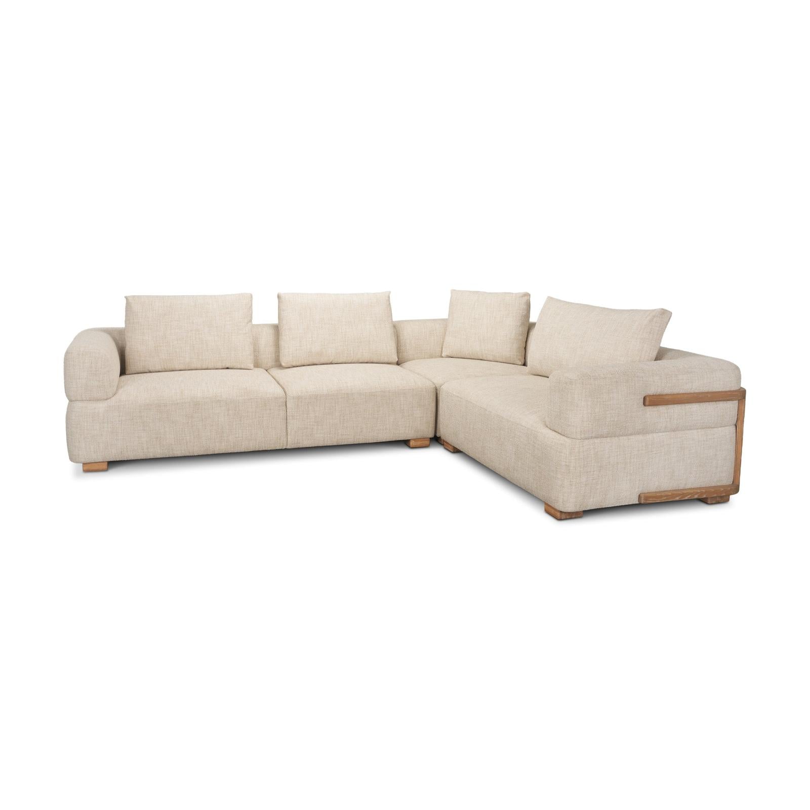Mercana Warner Frame 3 Piece Sofa Set w/Corner Piece w/Back Cushions