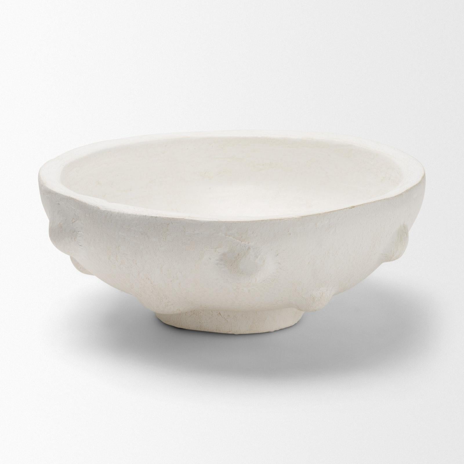Mercana Punto White Paper Mache Dotted Centerpiece Bowl
