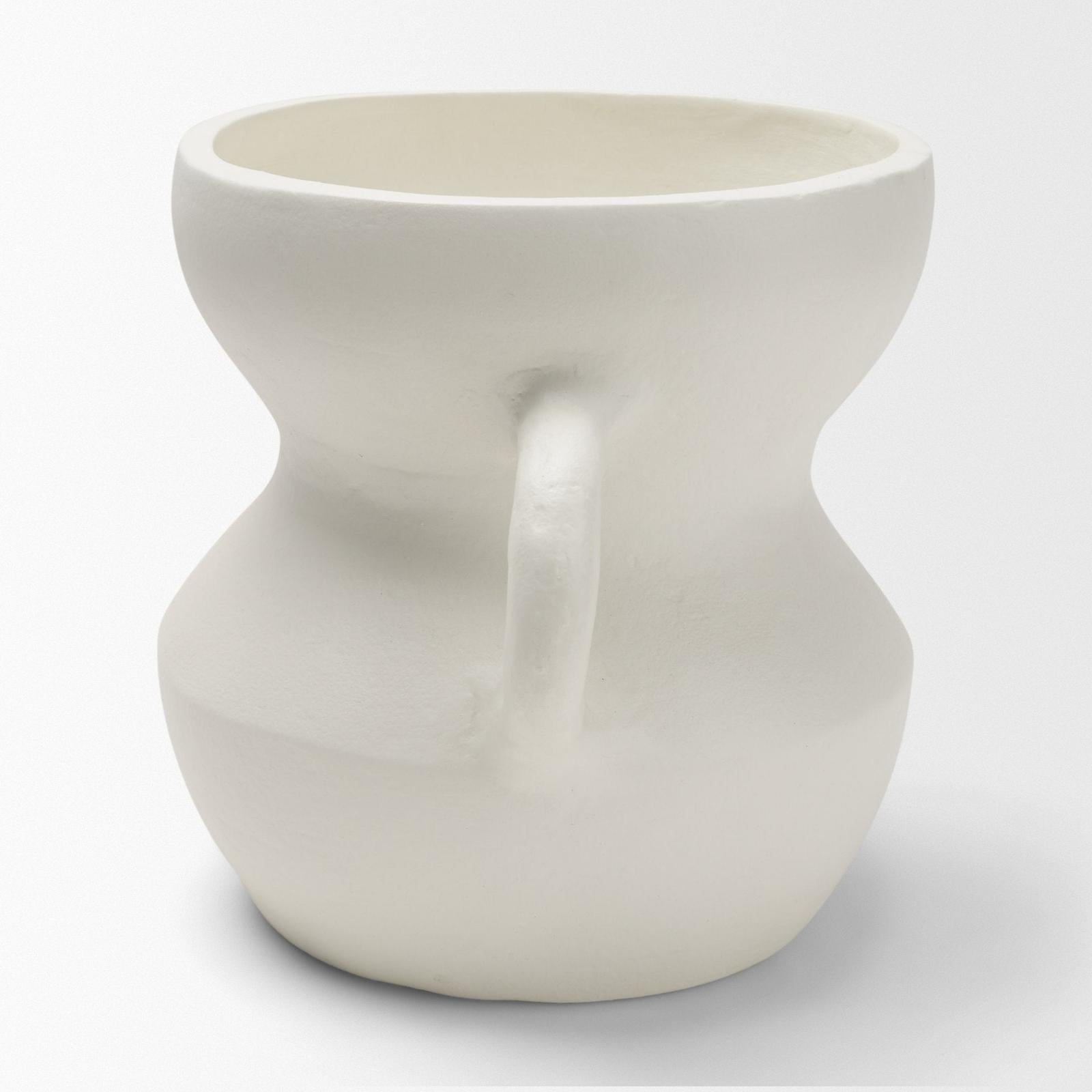 Mercana Mika Wide White Ceramic Vase w/ Handles