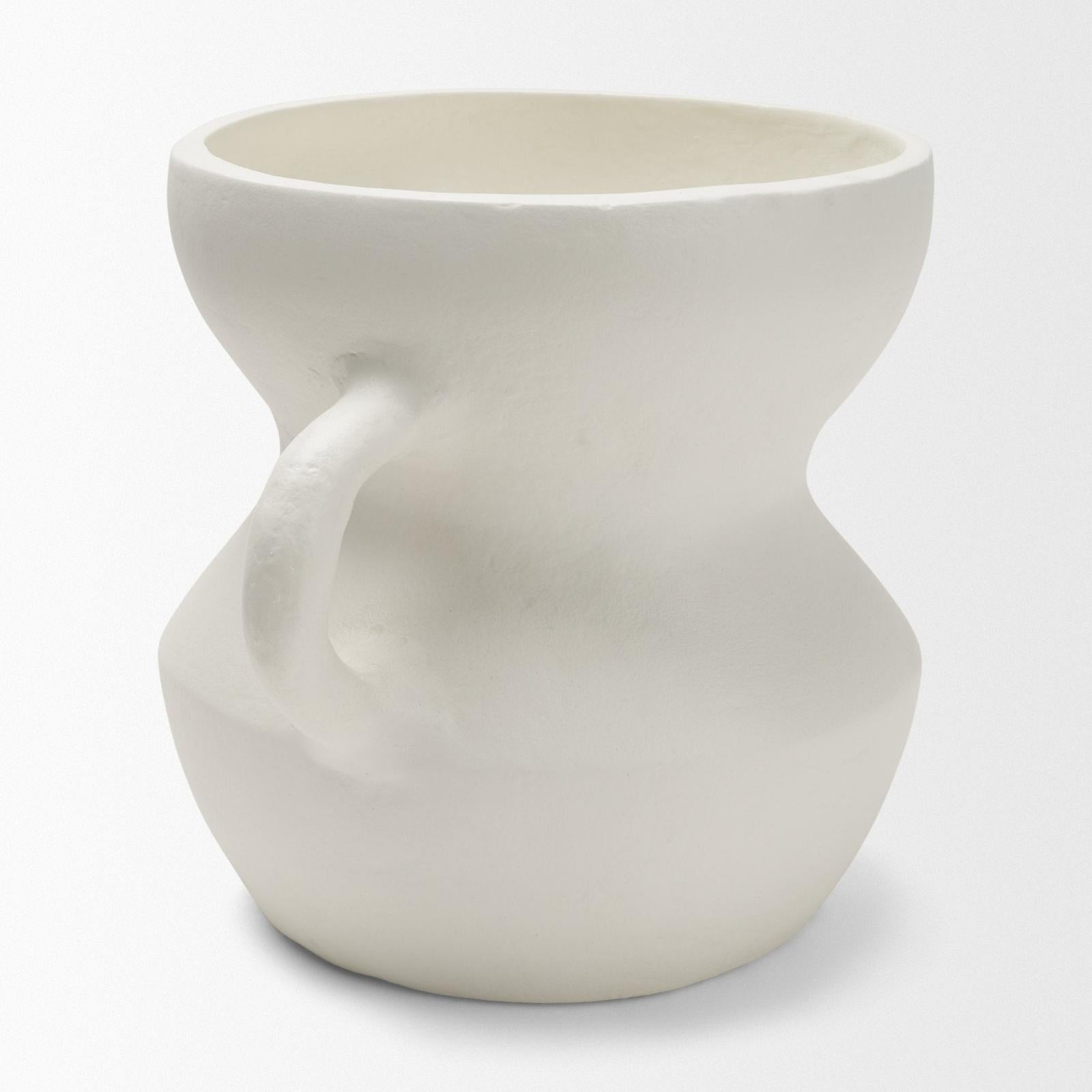 Mercana Mika Wide White Ceramic Vase w/ Handles