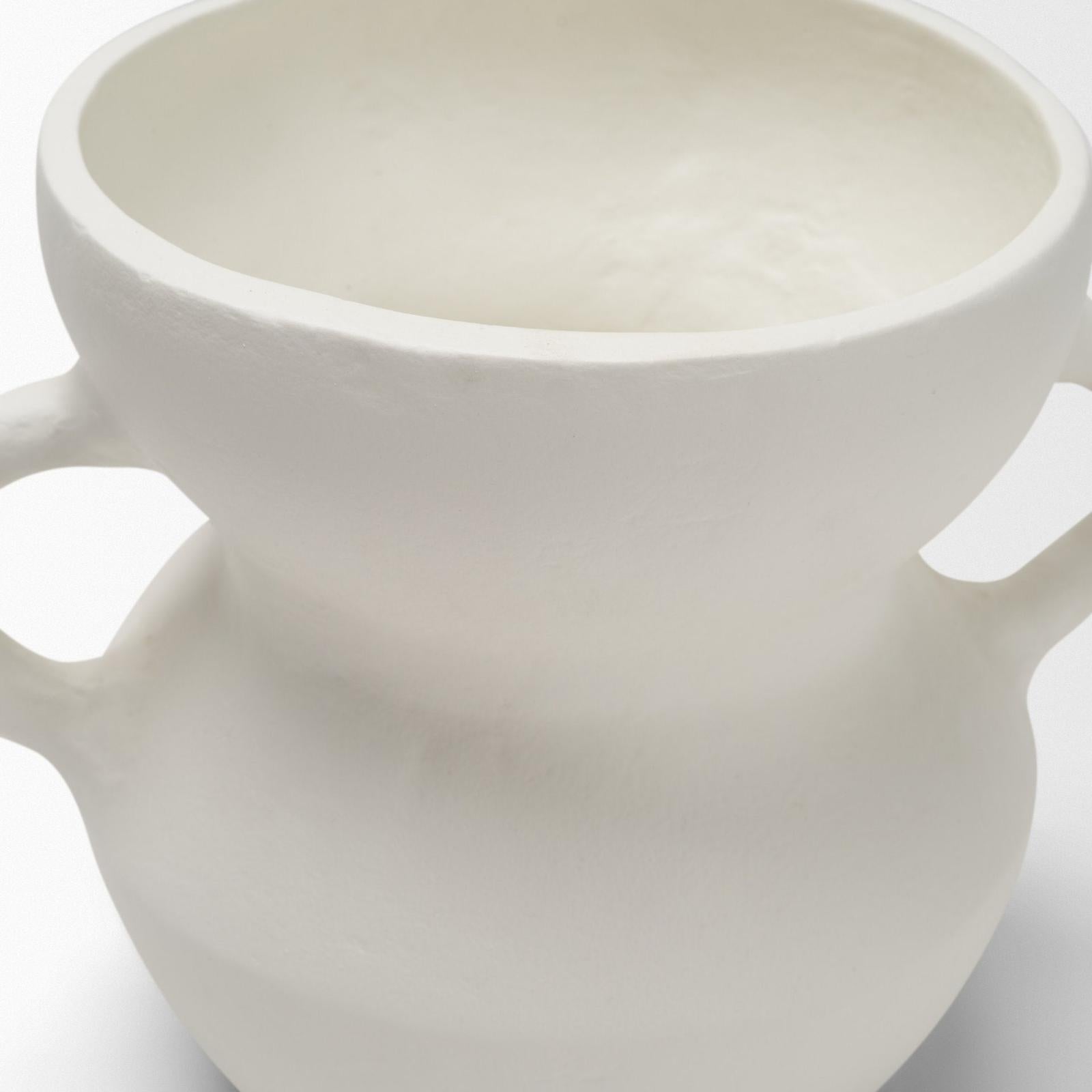 Mercana Mika Wide White Ceramic Vase w/ Handles