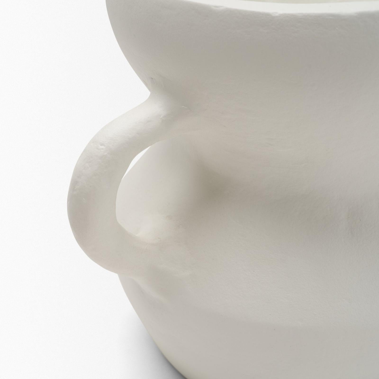 Mercana Mika Wide White Ceramic Vase w/ Handles