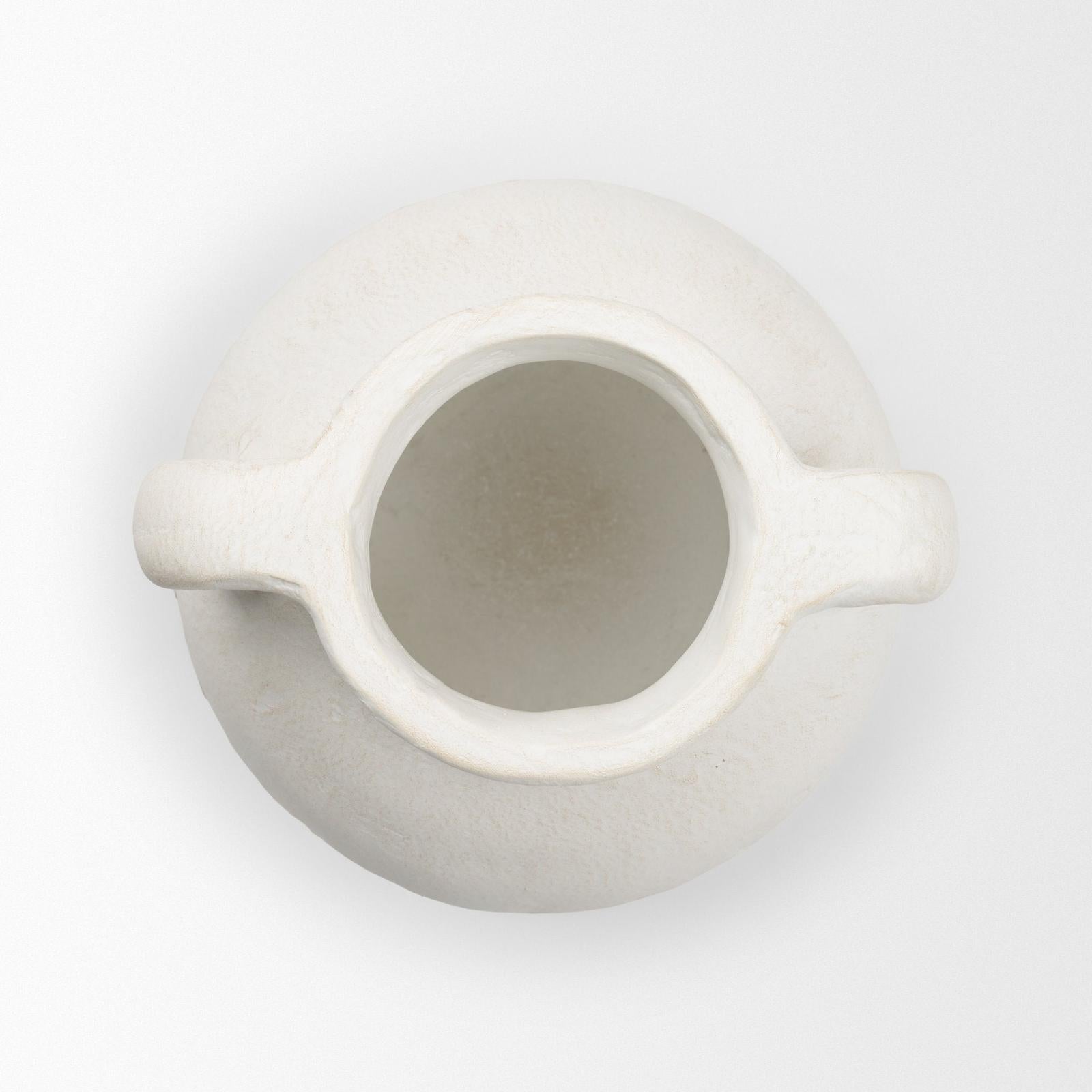 Mercana Basma White Scale Textured Ceramic Vase w/ Handles